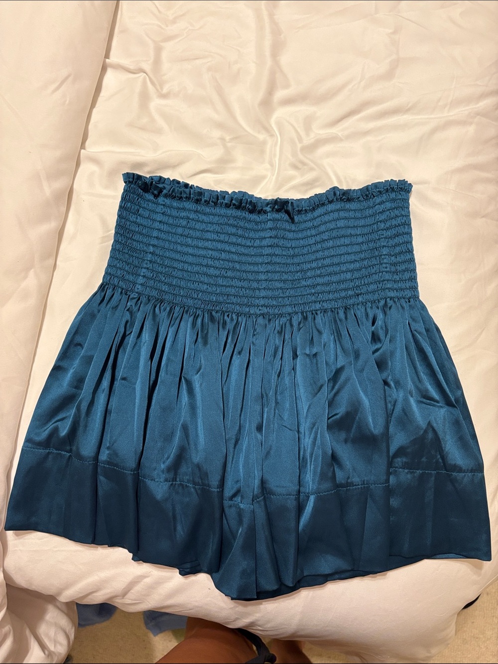 NATURAL LIFE Teal Smocked Waist Mini Skirt with Gathered Hem